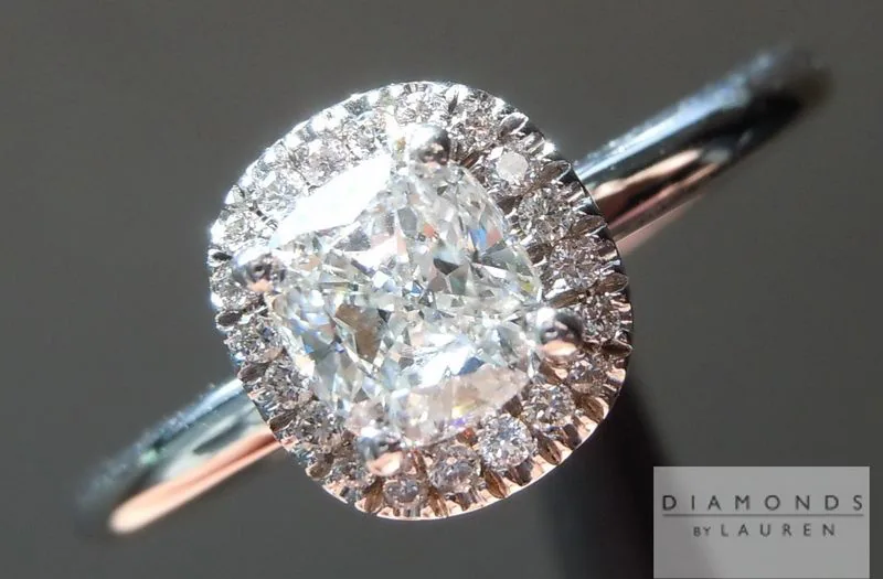 0.55ct F VVS2 Cushion Cut Diamond Ring R5296