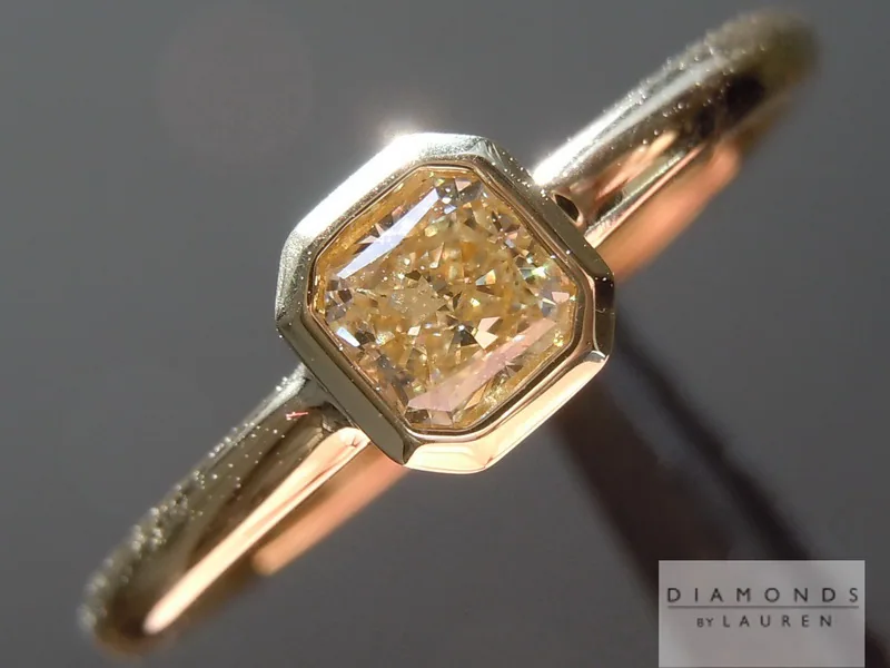 0.30ct Yellow SI1 Radiant Cut Diamond Ring R5371