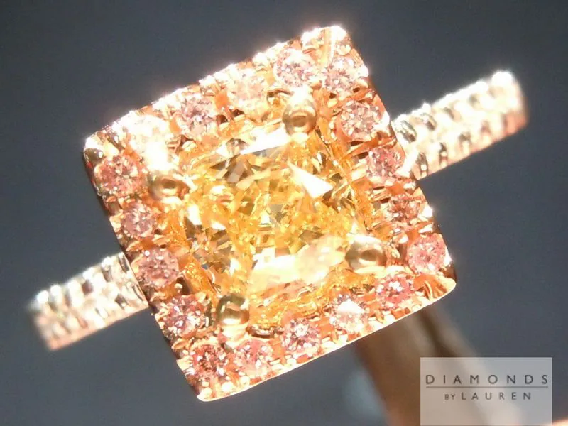 0.56ct Intense Yellow SI1 Princess Cut Diamond Ring R5379