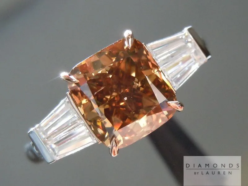 2.03ct Brownish Yellow SI2 Cushion Cut Diamond Ring R5431