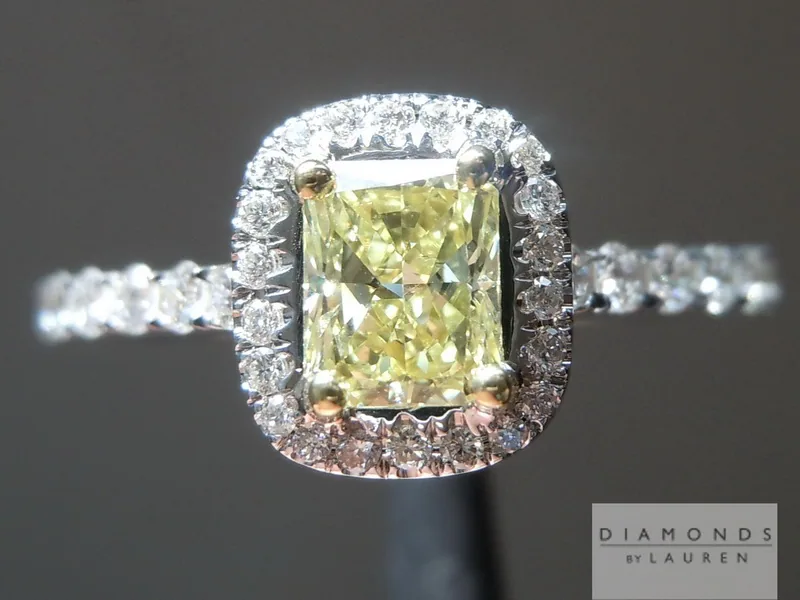 0.46ct Fancy Yellow SI2 Radiant Cut Diamond Ring R5448