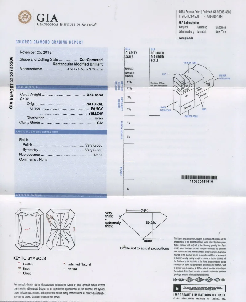 GIA grading report for item R5448