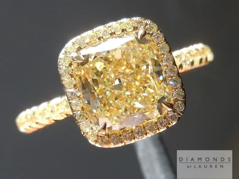 2.02ct Yellow SI1 Cushion Cut Diamond Ring R5746