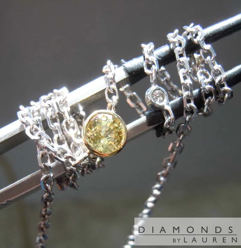 0.78ct Yellow Round Sapphire Necklace R5772