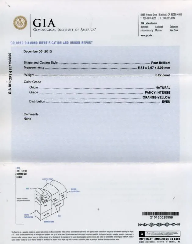 GIA grading report for item R5782