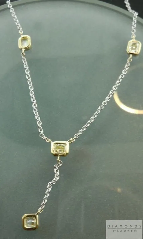 0.58ctw Light Yellow VS1 Radiant Cut Diamond Necklace R5834