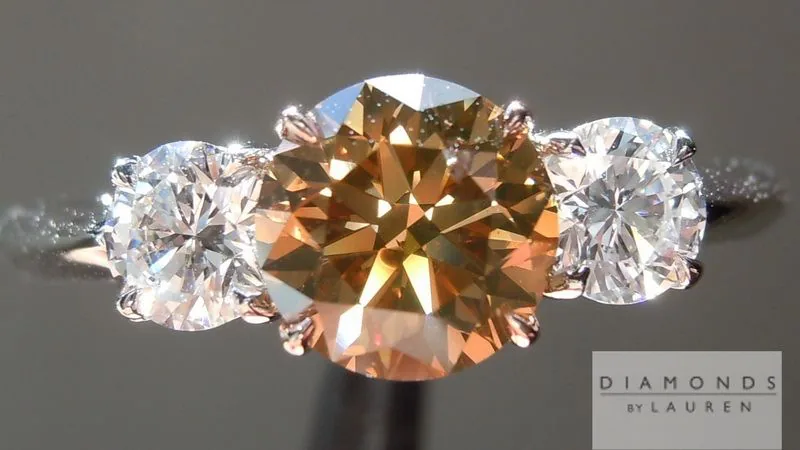 1.00ct Brownish Yellow SI2 Round Brilliant Diamond Ring R5881