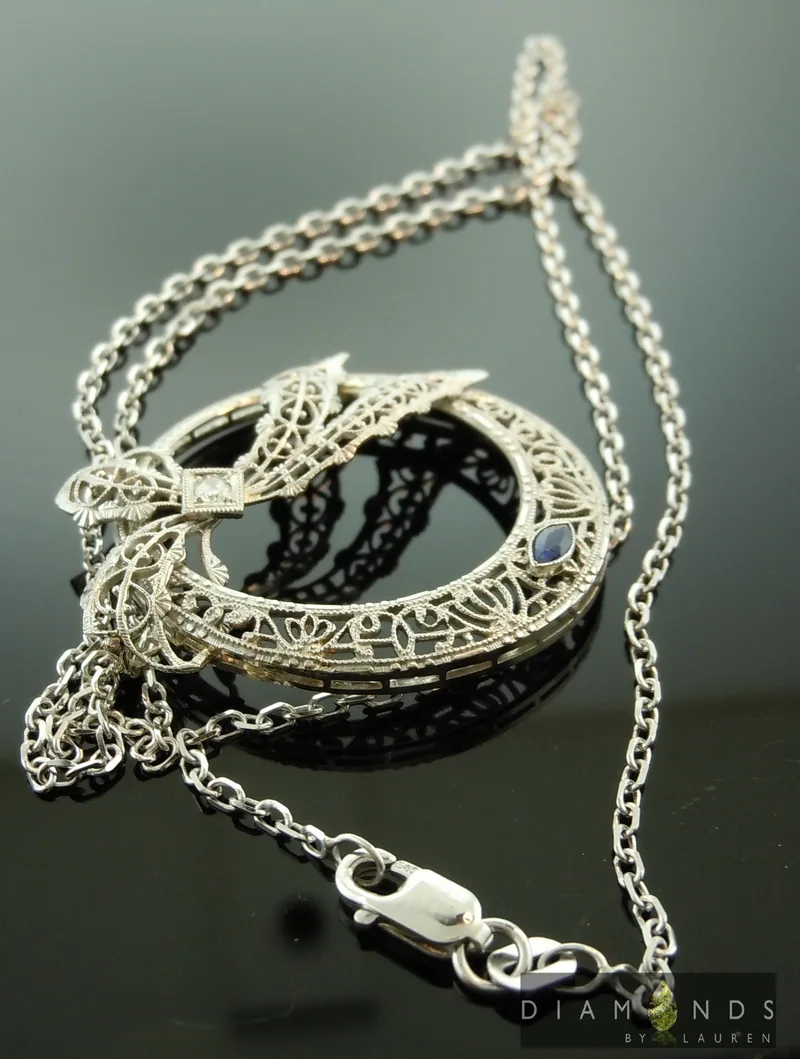 Vintage Diamond and Blue Sapphire Necklace R5972