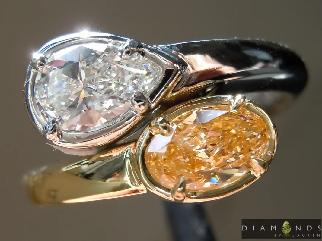 0.95ctw Orange and Colorless Diamond Ring R6065