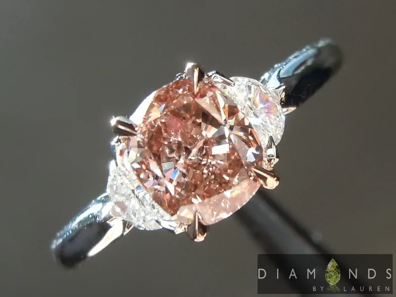 1.00ct Pink Brown I1 Cushion Cut Diamond Ring R6124