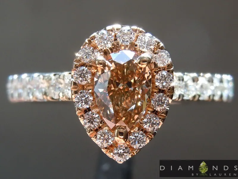 0.47ct Yellow Brown VS2 Pear Shape Diamond Ring R6135