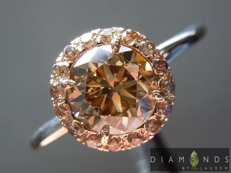 1.22ct Yellow Brown SI2 Round Brilliant Diamond Ring R6190