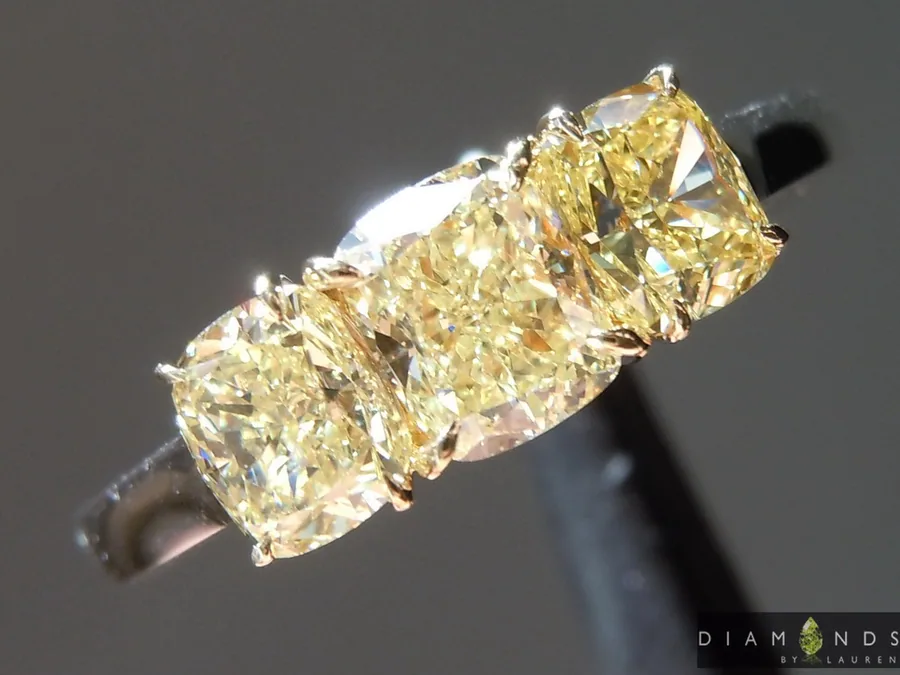 1.53ctw Yellow VS1 Cushion Cut Diamond Ring R6256