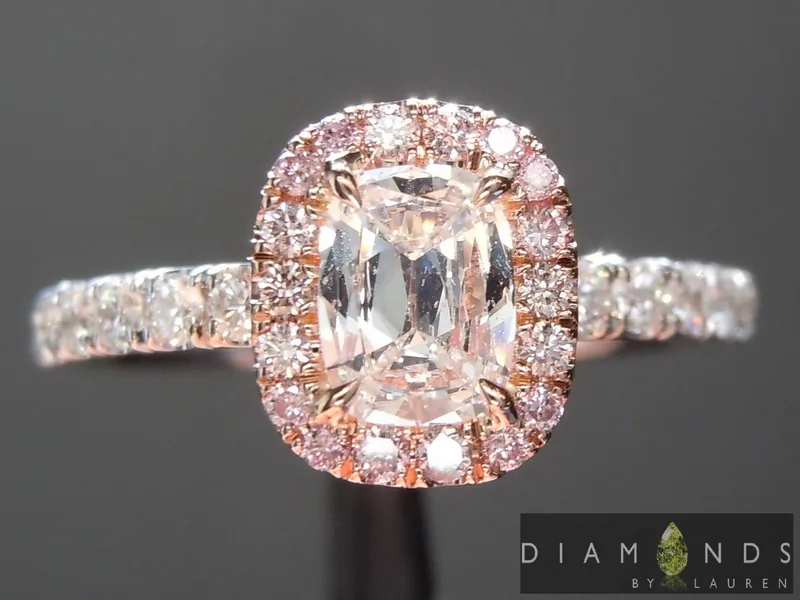 0.38ct F SI1 Cushion Cut Diamond Ring R6311
