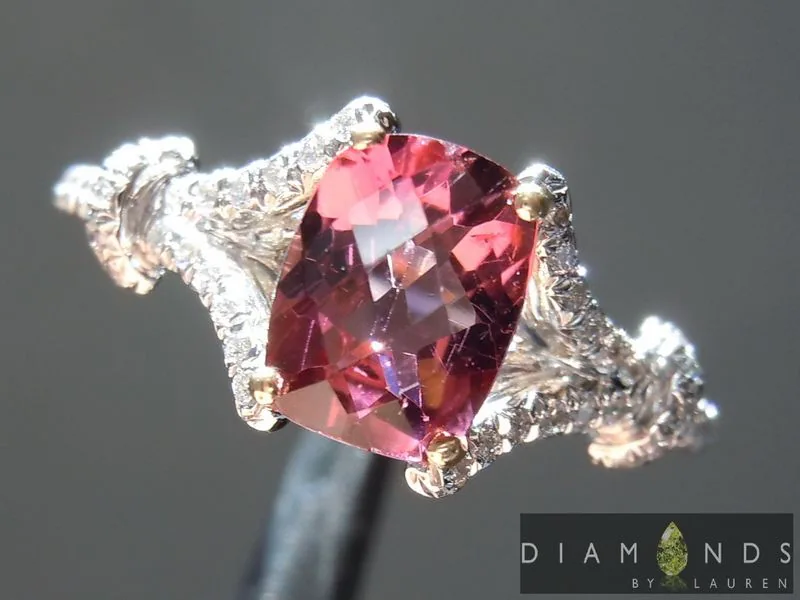 0.91ct Pink Cushion Cut Tourmaline Ring R6337