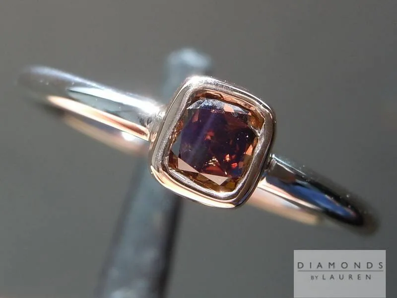 .37ct Deep Brown I1 Cushion Cut Diamond Ring R6375