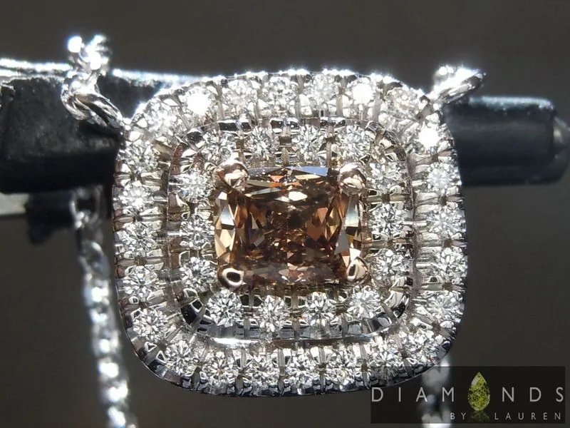 0.34ct Brown VS Cushion Cut Diamond Pendant R6413