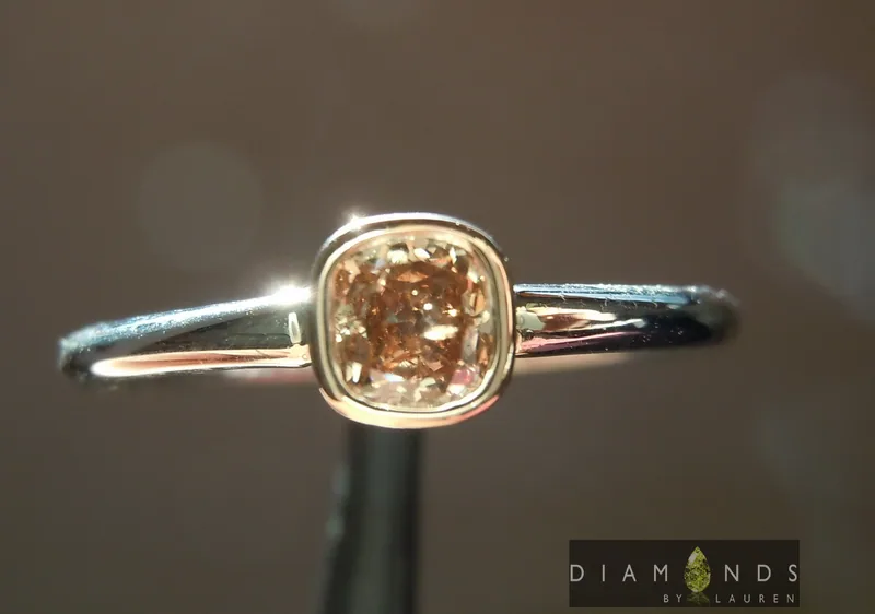 0.31ct Fancy Brown SI2 Cushion Cut Diamond Ring R6414