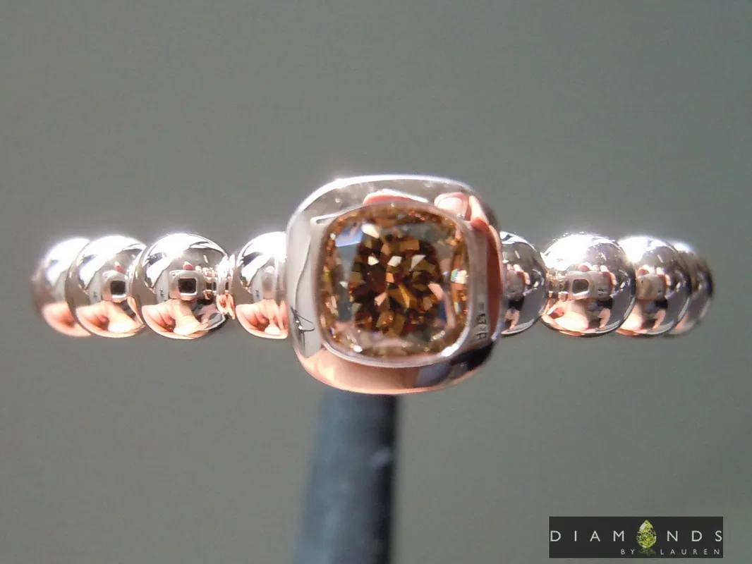 0.34ctw Brown Cushion Cut Diamond Ring R6415