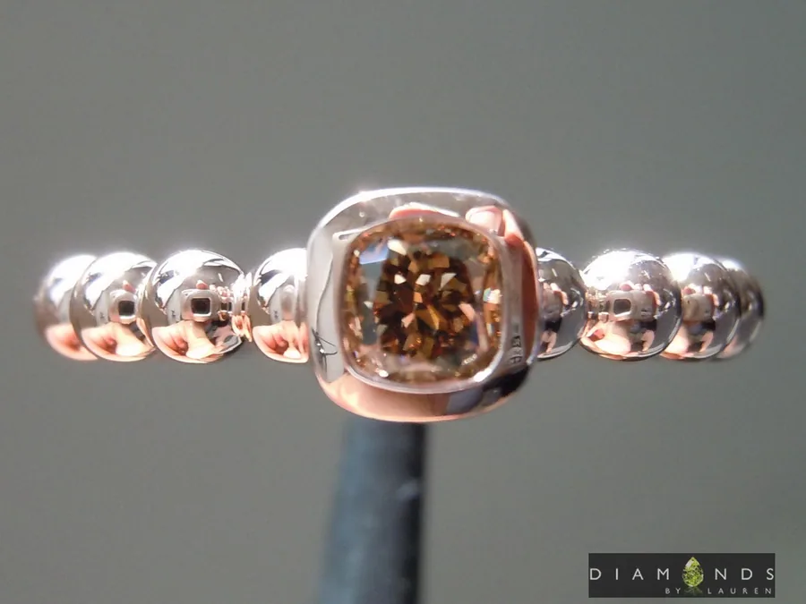 0.34ctw Brown Cushion Cut Diamond Ring R6415