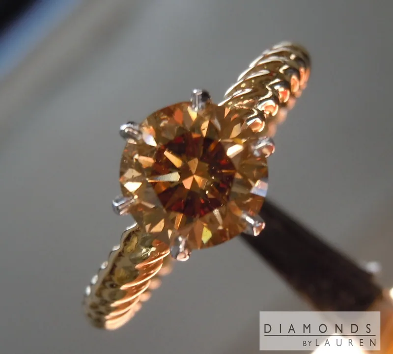 1.51ct Brown SI1 Round Brilliant Diamond Ring R6437
