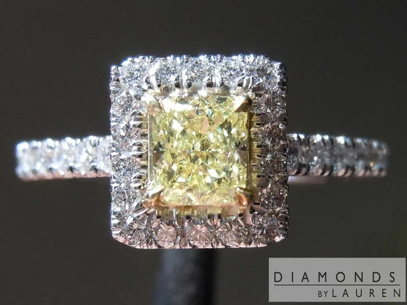 .49ct Fancy Yellow VS1 Cushion Cut Diamond Ring R6574
