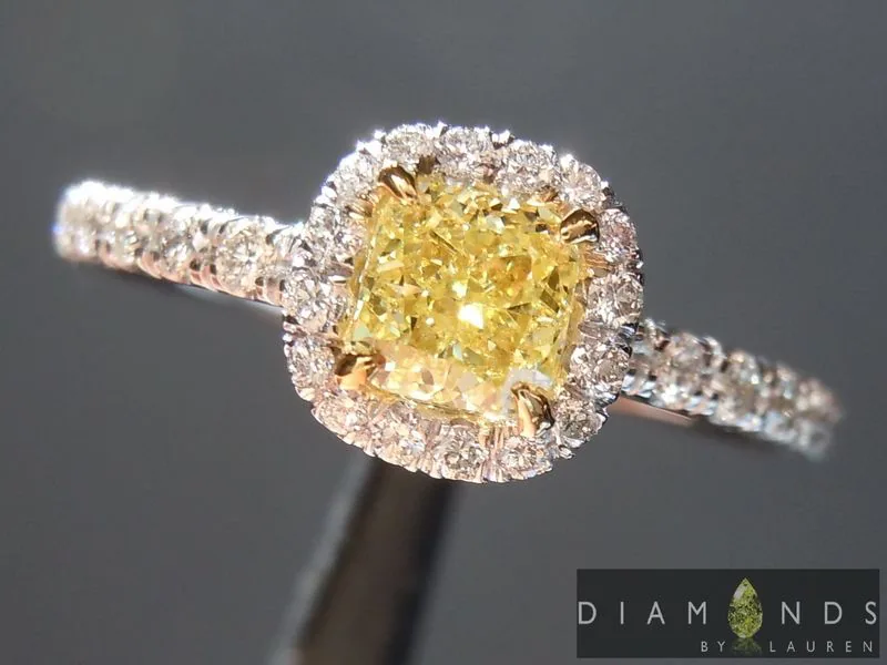 0.48ct Yellow SI1 Cushion Diamond Ring R6576