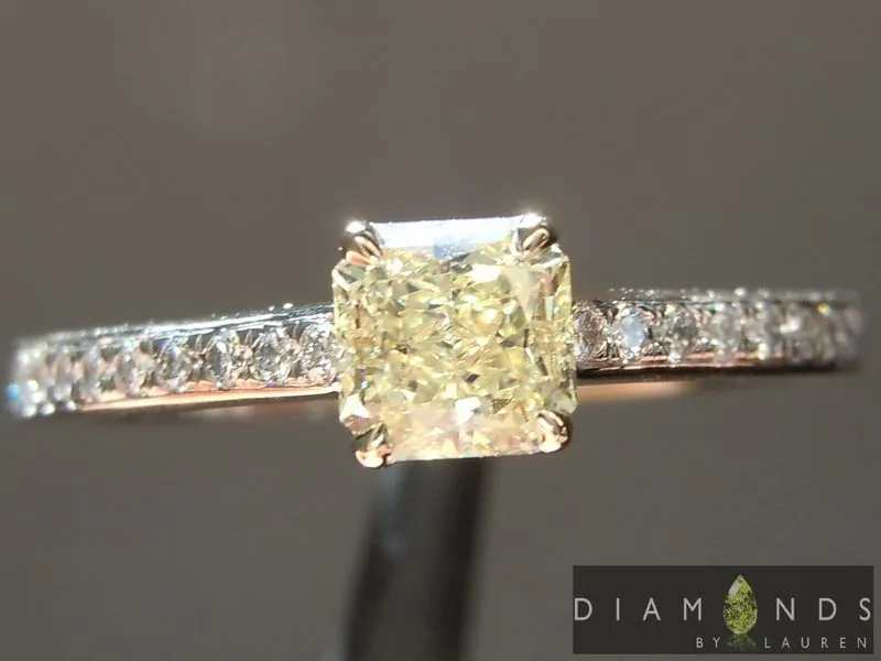 0.44ct Fancy Yellow VS1 Radiant Cut Diamond Ring R6582