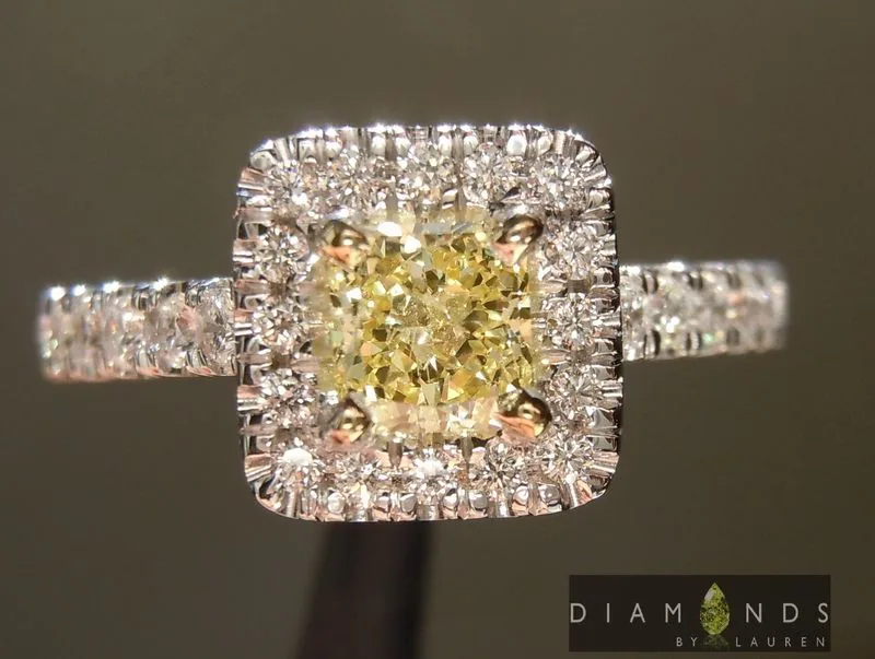0.45ct Fancy Yellow SI2 Radiant Cut Diamond Ring R6589