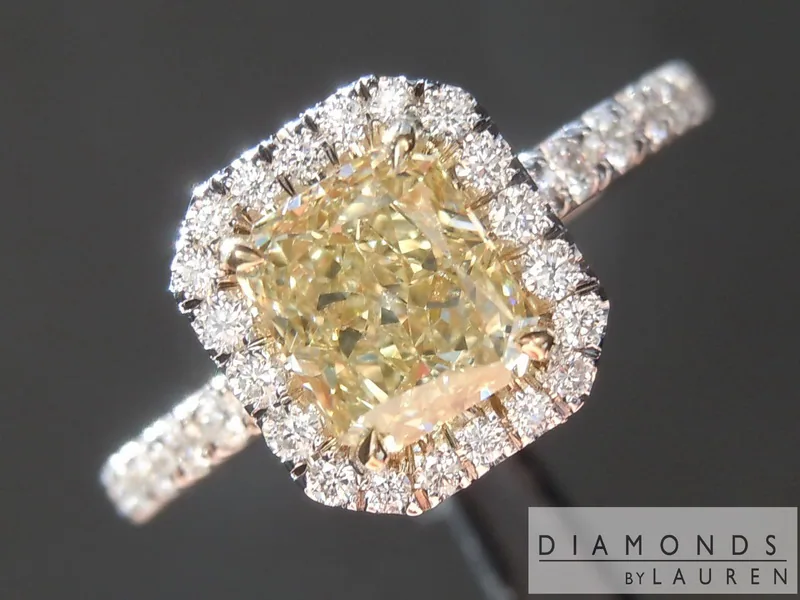 1.01ct Brownish Greenish Yellow VS2 Radiant Cut Diamond Ring R6624