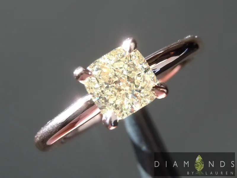 1.00ct Yellow SI1 Cushion Cut Diamond Wedding Set R6627