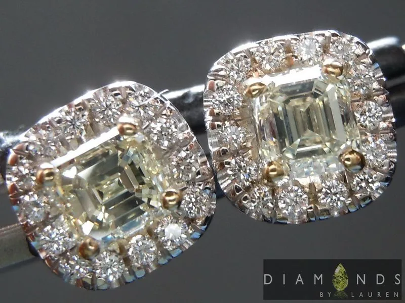 1.13cts Y-Z VS Emerald Cut Diamond Earrings R6660
