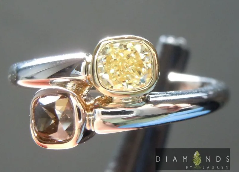 0.71ctw Natural Brown and Yellow Diamond Ring R6675