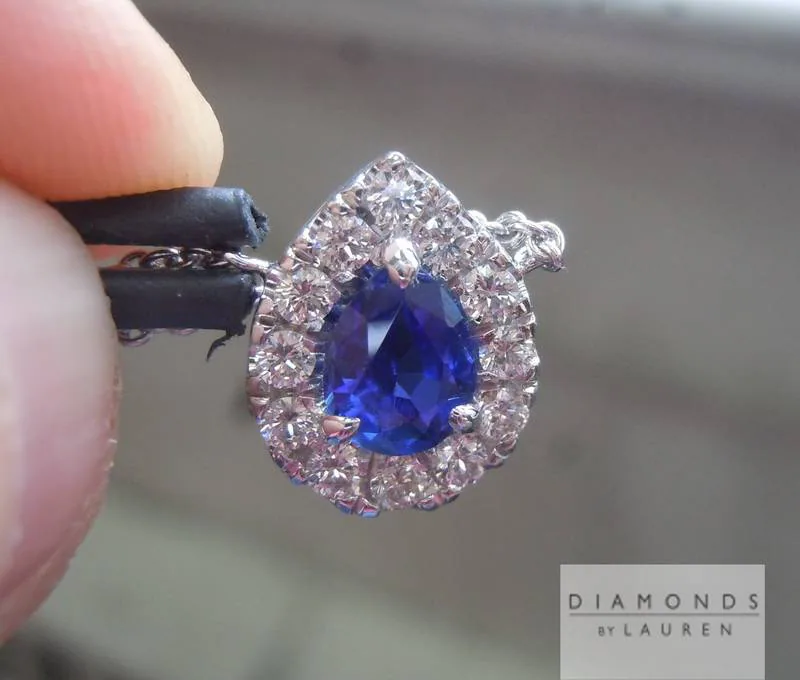 0.78ct Blue Pear Shape Sapphire Pendant AGL R6691