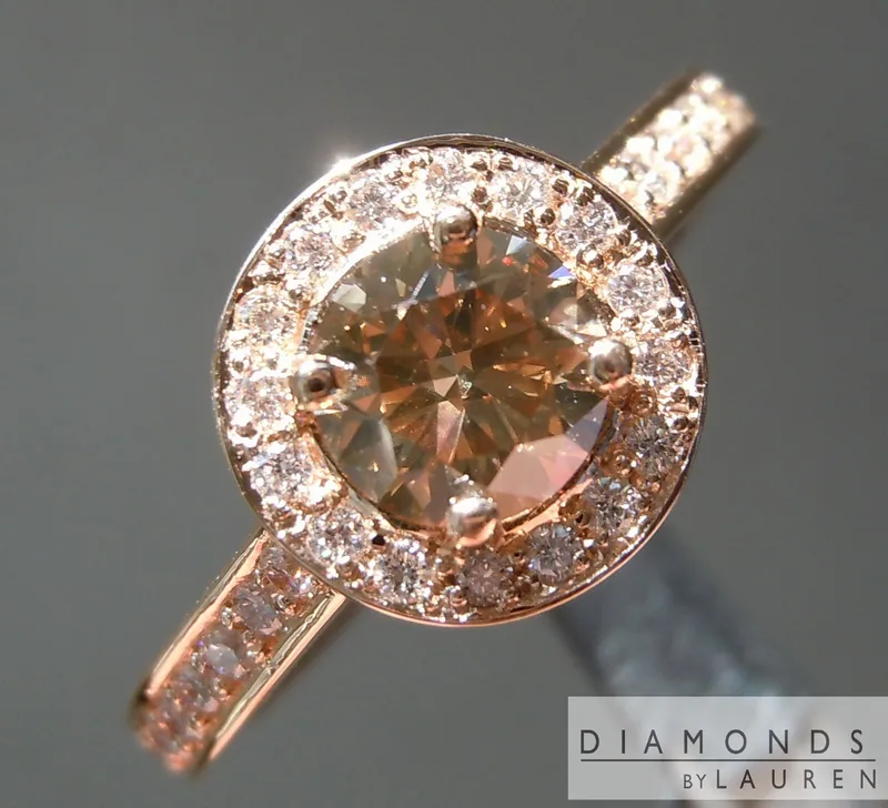 0.68ct Yellowish Brown SI2 Round Brilliant Diamond Ring R6847