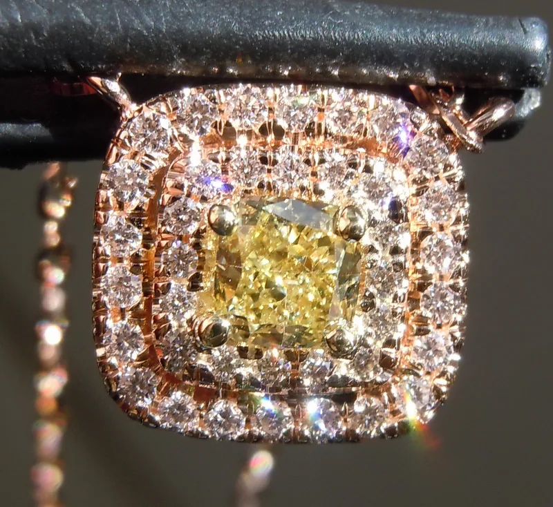 0.45ct Yellow SI2 Cushion Cut Diamond Pendant R6861