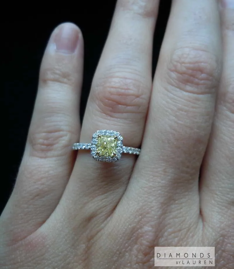 .69ct Fancy Yellow VS2 Cushion Cut Diamond Ring R6877