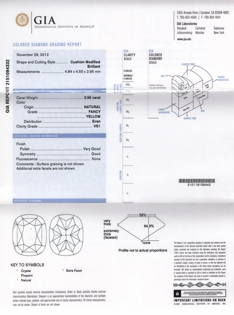 GIA grading report for item R6878