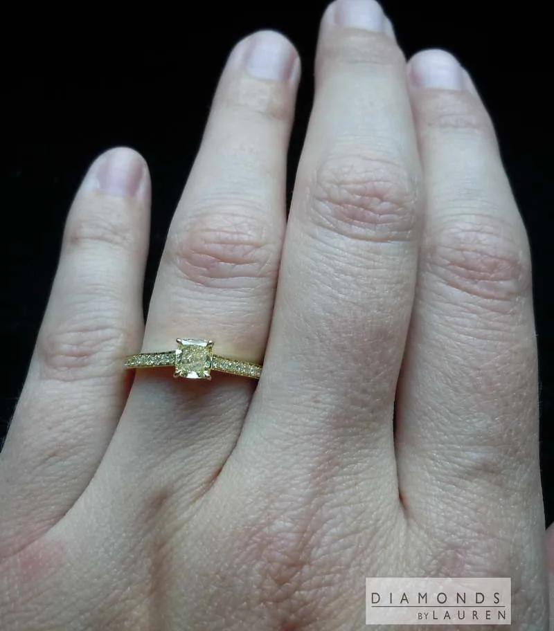.52ct Fancy Yellow SI1 Cushion Cut Diamond Ring R6880