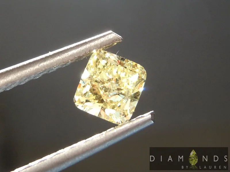0.51ct Yellow VS1 Cushion Cut Diamond Ring R6889