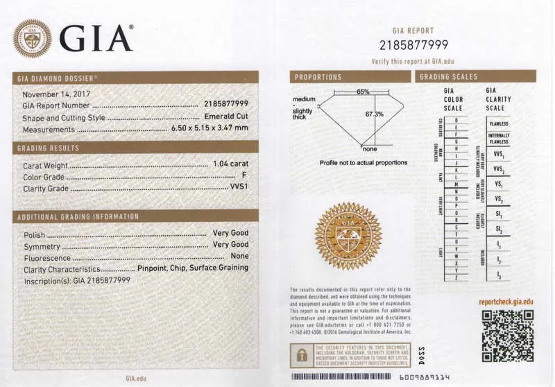 GIA grading report for item R6926