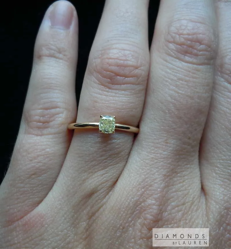 .32ct Fancy Yellow SI1 Cushion Cut Diamond Ring R6969