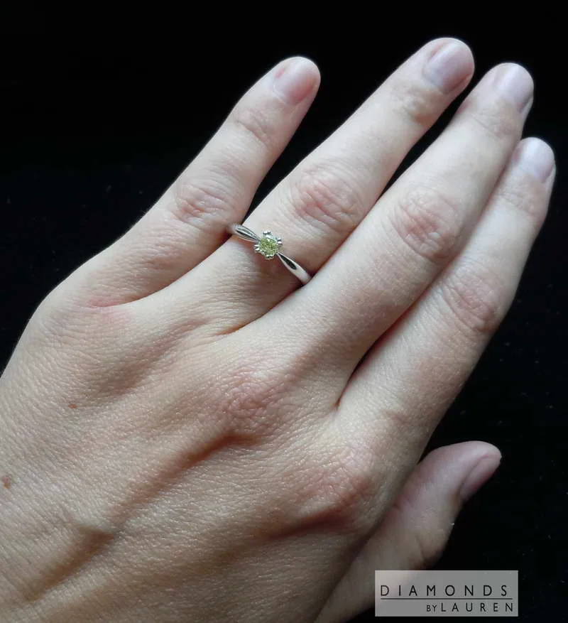 1ct Fancy Yellow SI2 Cushion Cut Diamond Ring R6970