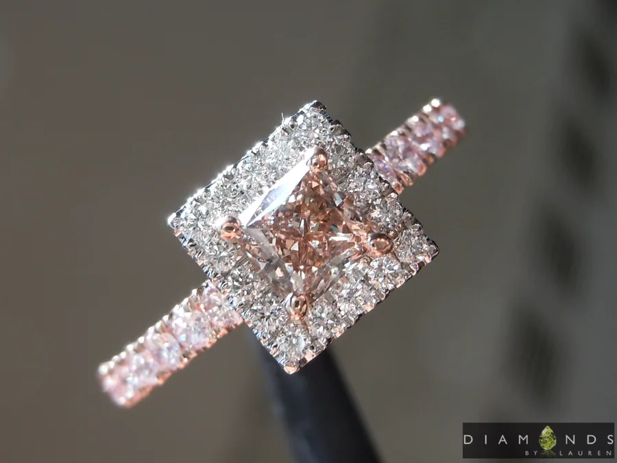 0.45ct Pink Brown VS1 Princess Cut Diamond Ring R6984