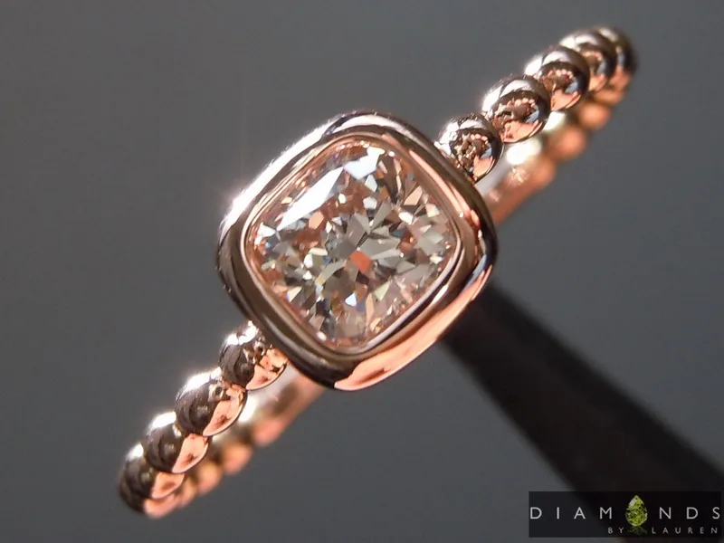 0.47ct M (Brown) VS2 Cushion Cut Diamond Ring R6995