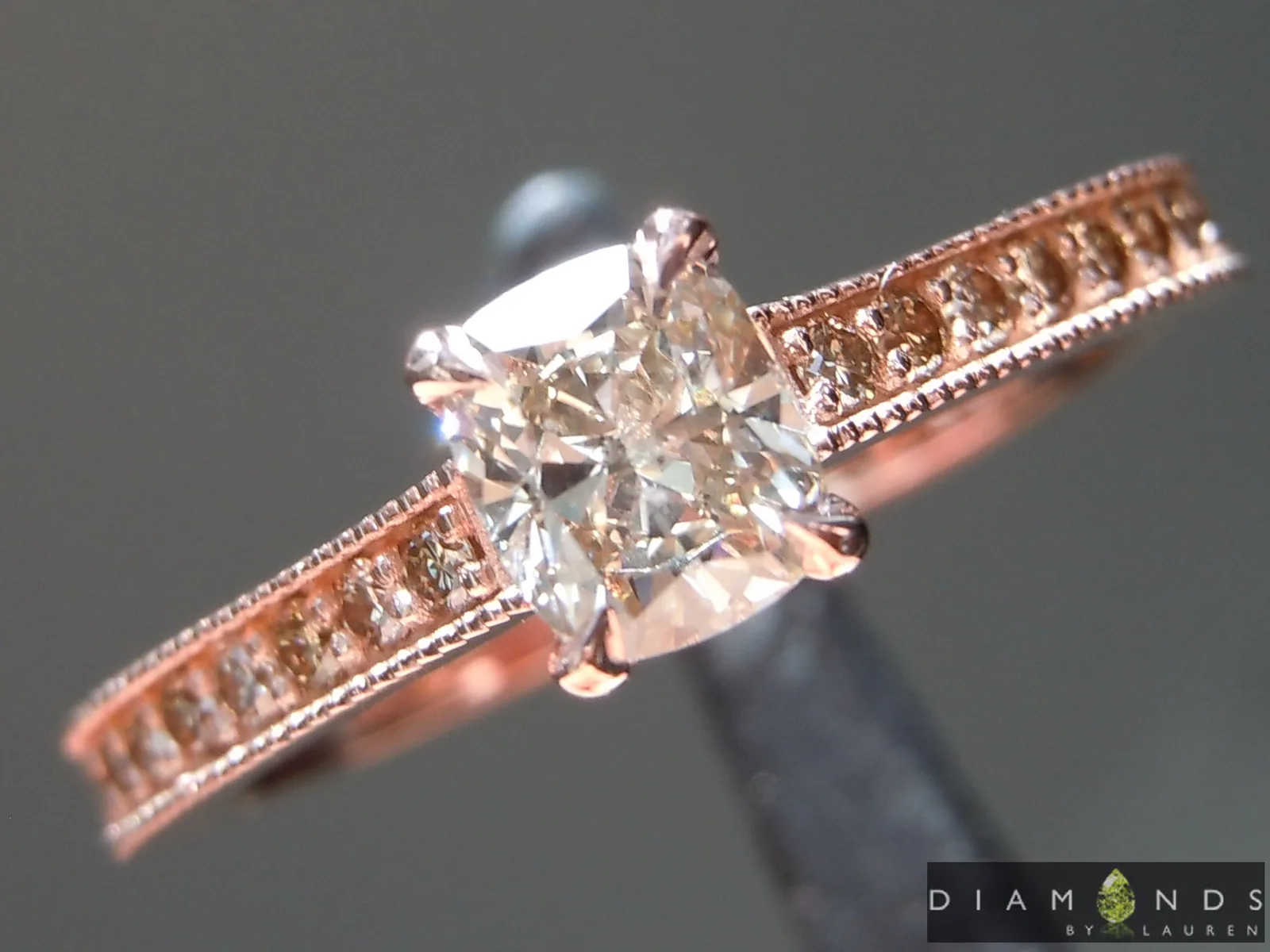 0.45ct U-V (Brown) Cushion Cut Diamond Ring R6996