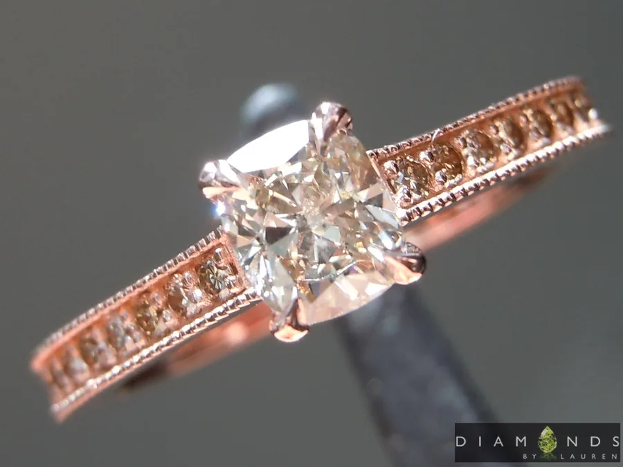 0.45ct U-V (Brown) Cushion Cut Diamond Ring R6996