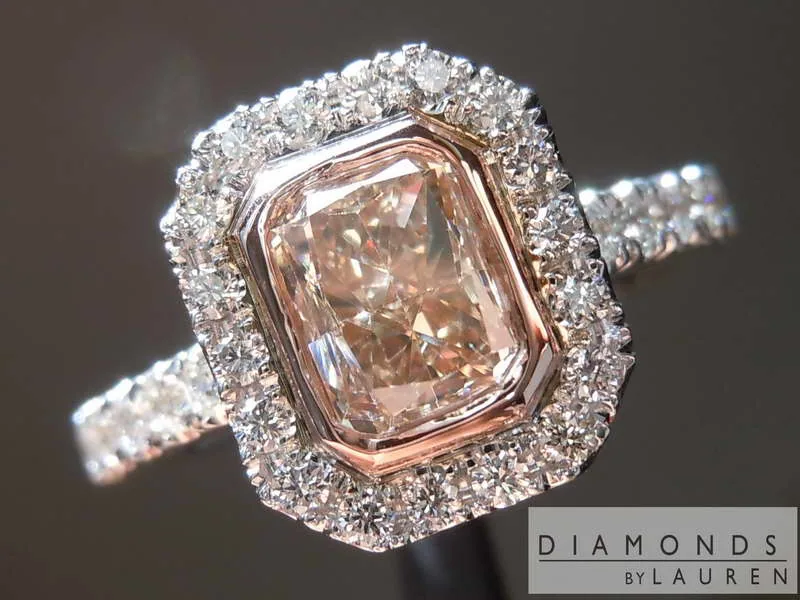 1.42ct Y-Z, Light Brown VS1 Radiant Cut Diamond Ring R7069