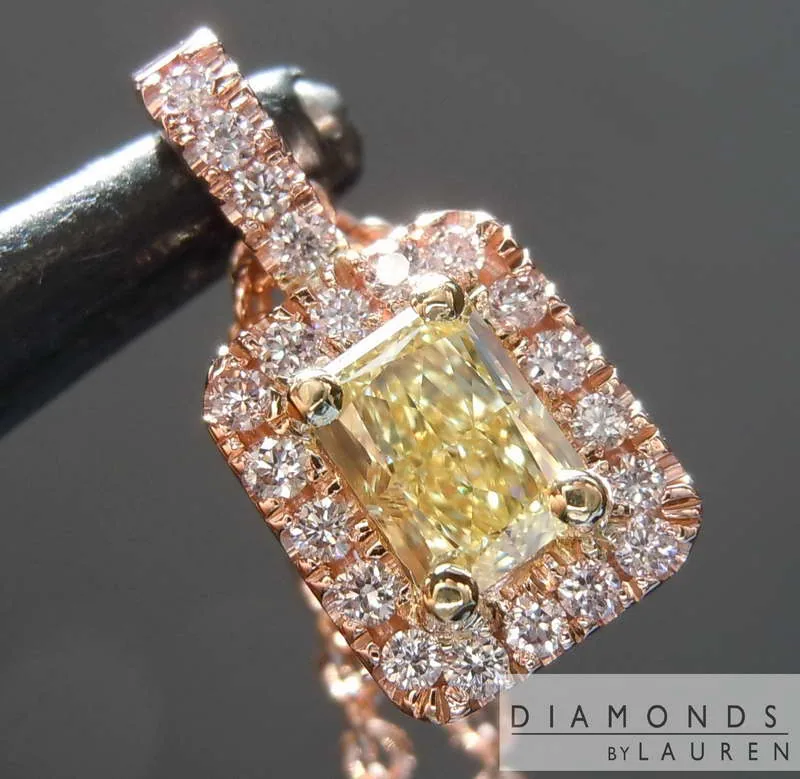 0.43ct Yellow VS2 Radiant Cut Diamond Pendant R7248