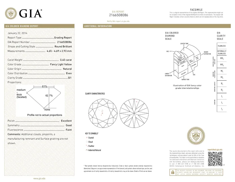 GIA grading report for item R7262